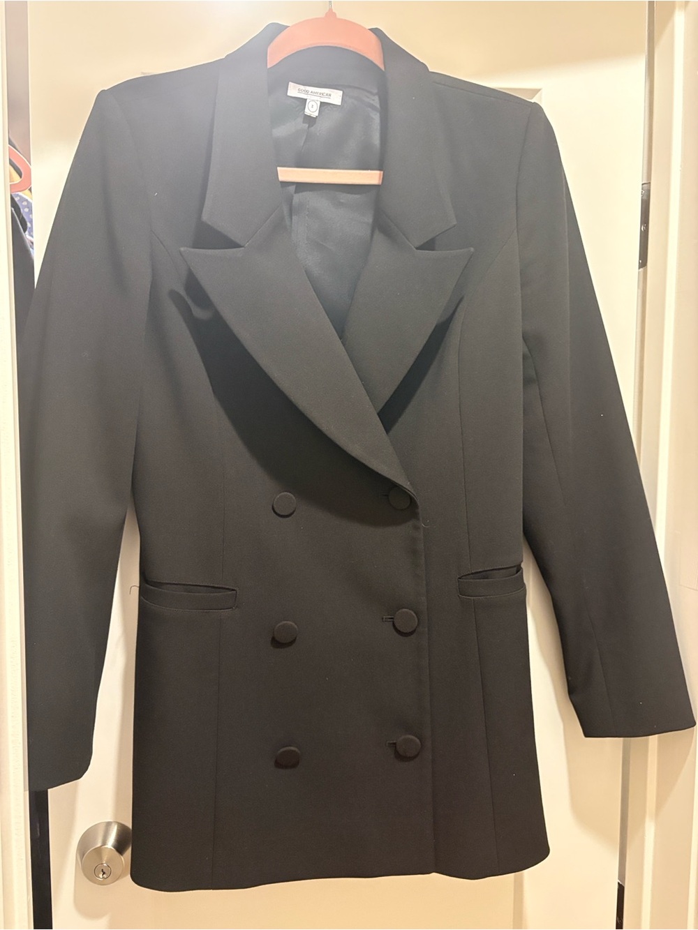 Good American brand black Double-Breasted Blazer Jacket
